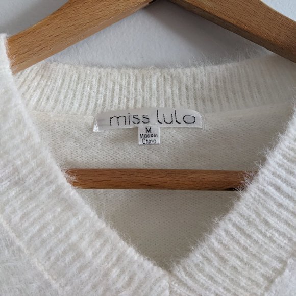 Miss Lola V-Neck Fluffy Knitted Sweater, M, EUC - Picture 4 of 8